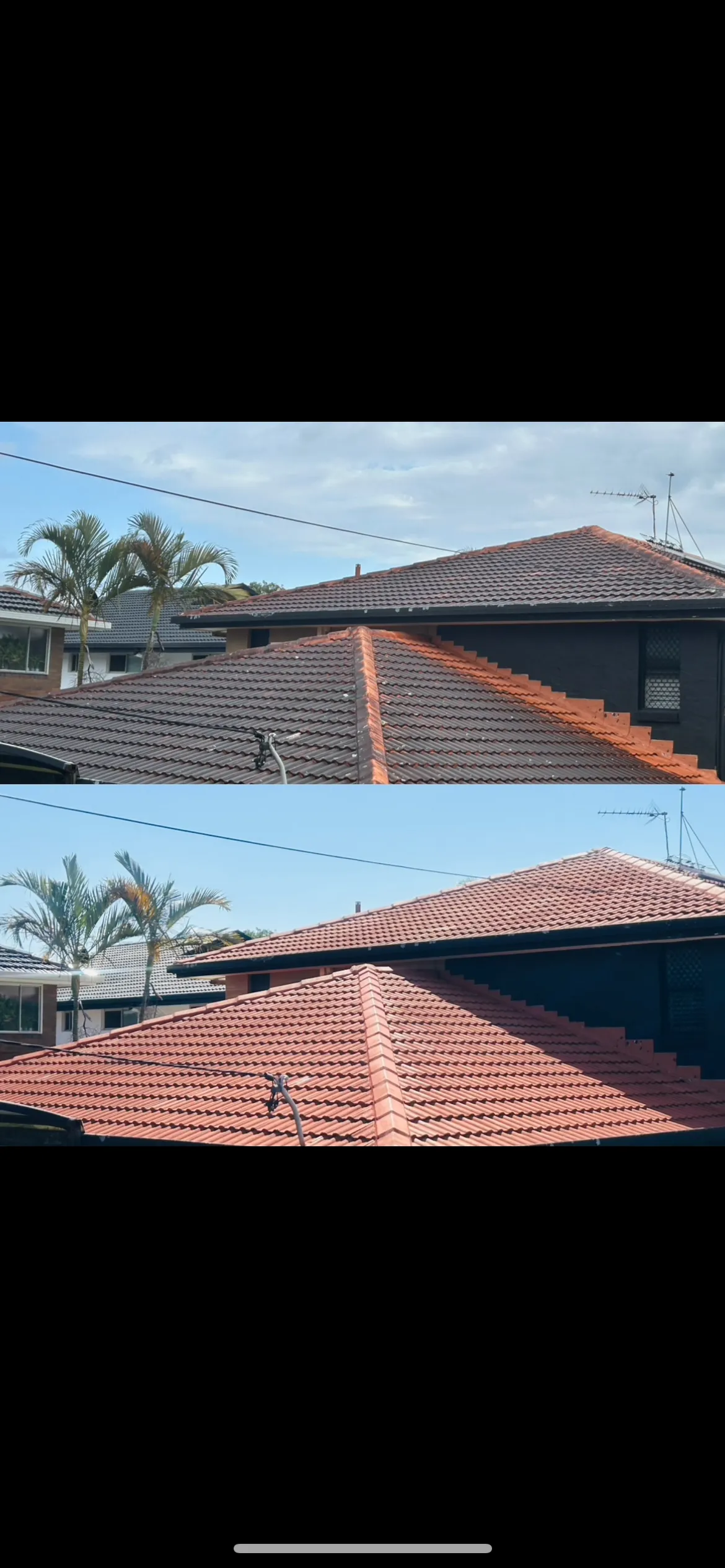 Roof restoration before and after