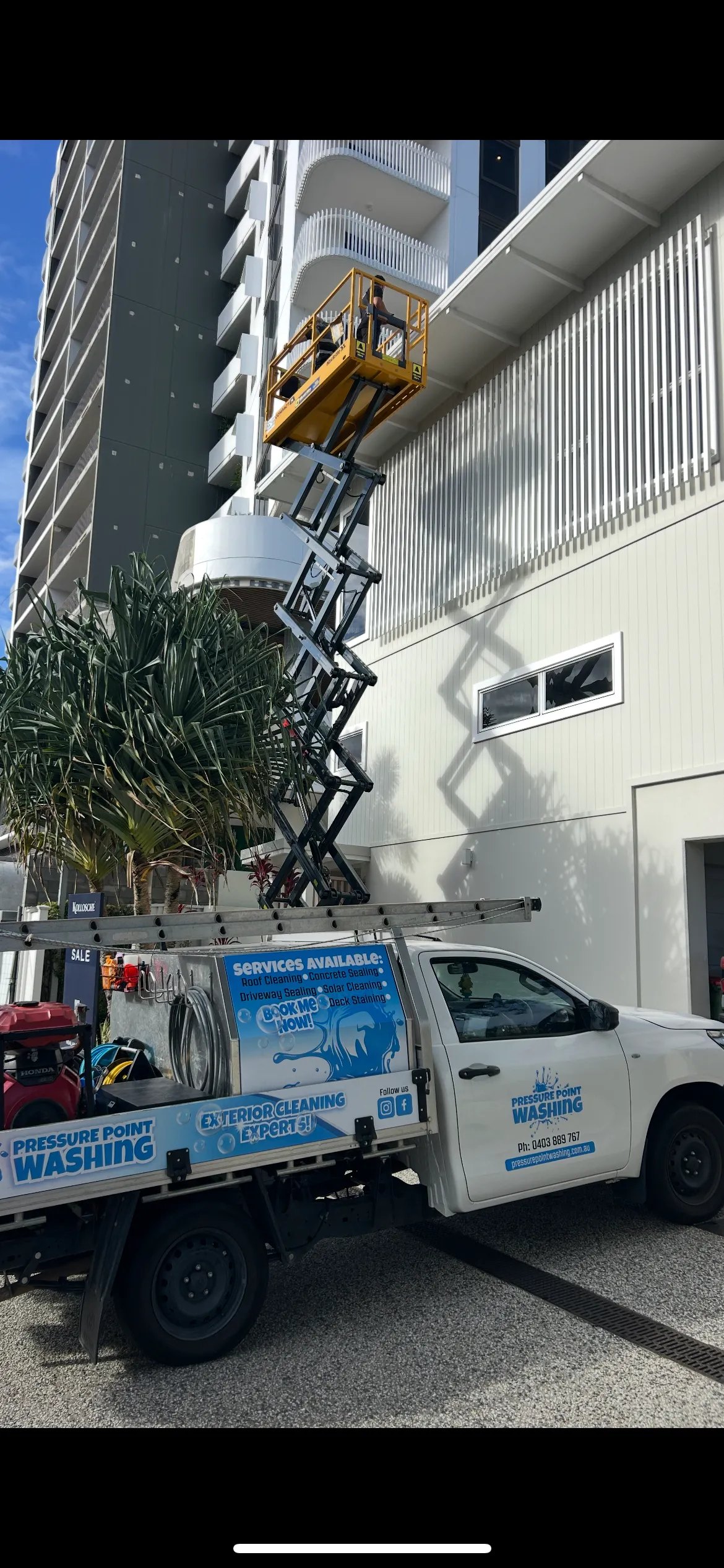High-rise commercial pressure washing