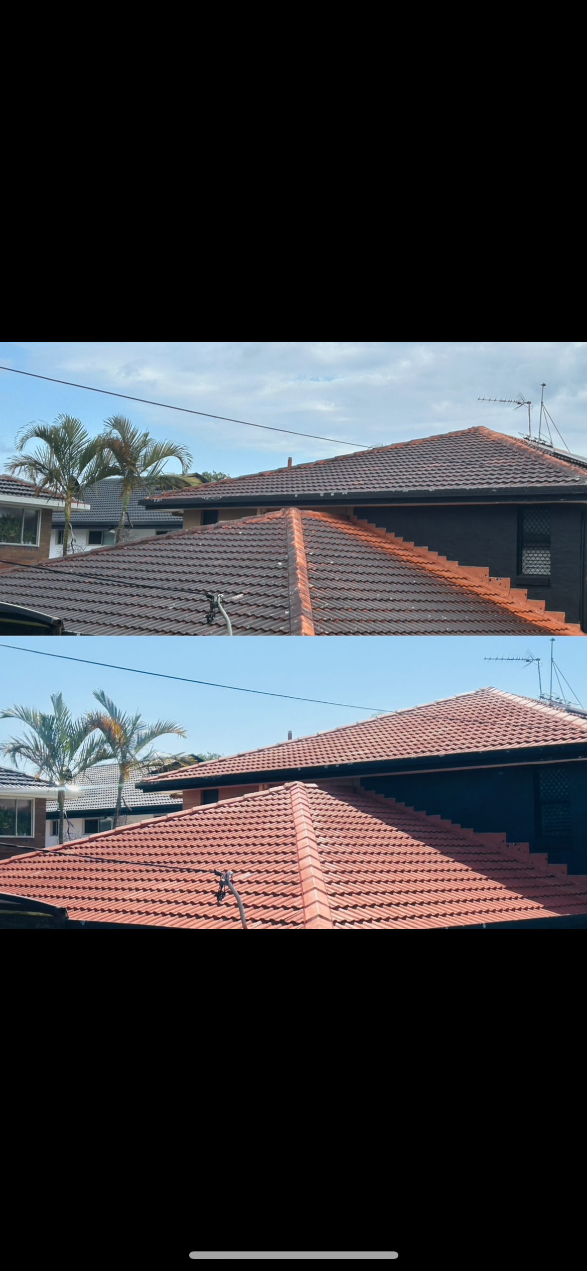 Roof restoration before and after